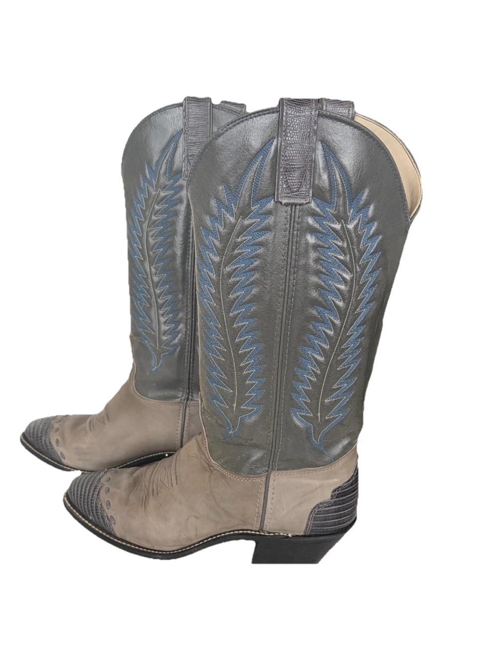 Texas Brand Boots 4822 Womens Size 7 M Western Cowboy Gray Leather Made In USA